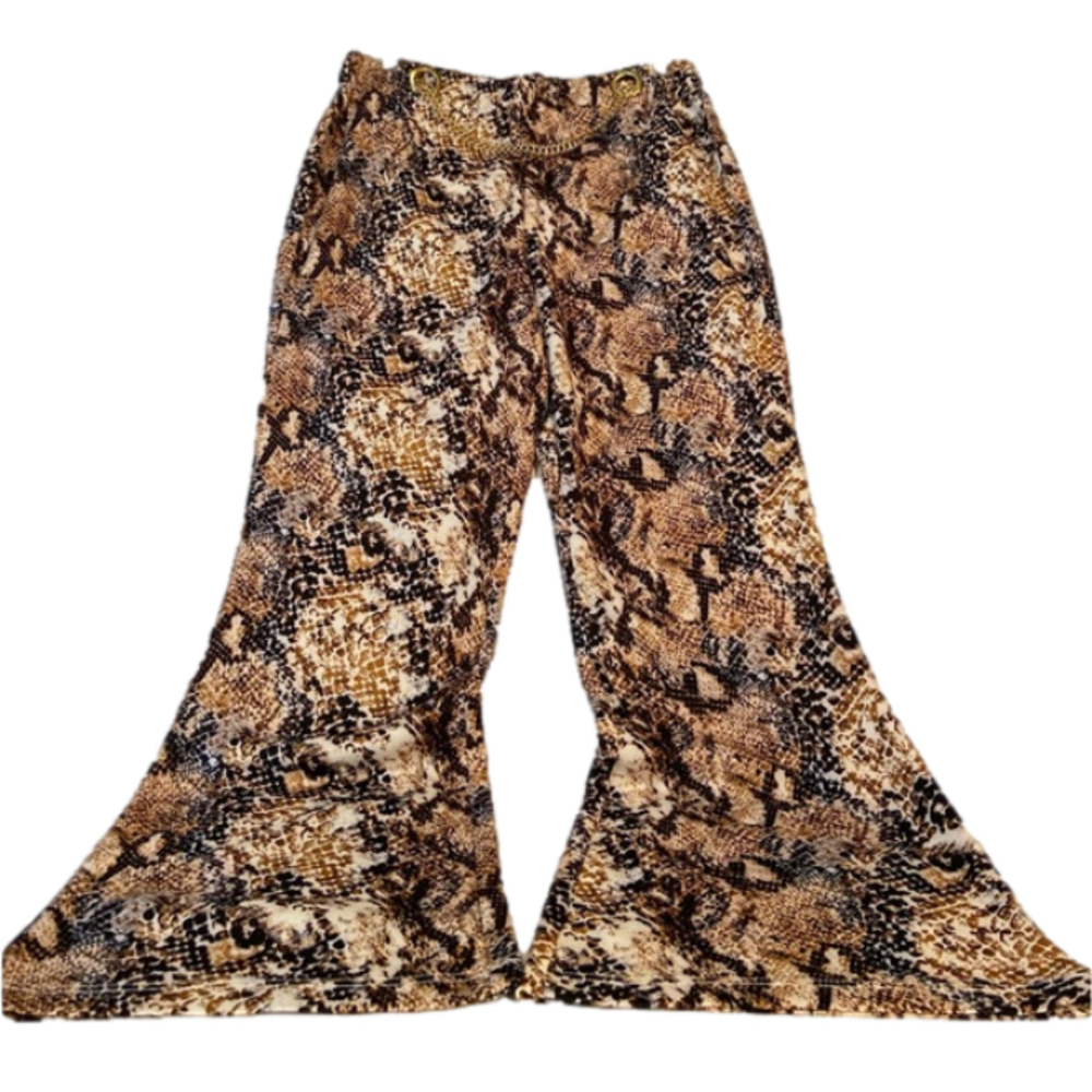 like an angel Brown Snake Print Flared Pants
